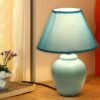 Sky Blue Fabric Shade Table Lamp with Blue Base